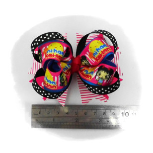 Ni Hao, Kai-Lan Grosgrain Ribbon Girls 4" Boutique Bow Hair Bows ( Hair Clip or Hair Band ) 